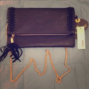 Black and yellow chained link purse